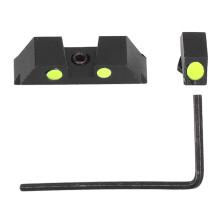Nachtvizieren voor Glock 17 17L 19 22 23 24 25 26 27 28 31 32 33 34 35 37 38 39. Lichtgevende voor- en achtervizieren.