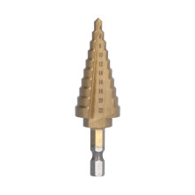 Broca escalonada reta de aço rápido com haste hexagonal de 4 a 22 mm para uso doméstico.
