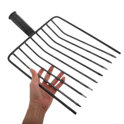 Black Steel Manure Fork Head Durable Garden Tool Replacement 2