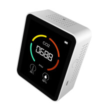 Luchtkwaliteitsmeter, koolstofdioxide (TVOC), vochtigheidsmeter, temperatuurmeter, helder display, nauwkeurig voor thuis en in de auto.