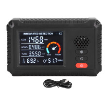 Luchtkwaliteitsdetector 5-in-1 realtime milieumonitor voor HCHO, TVOC, CO2, temperatuur en vochtigheidsdetectie.