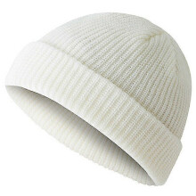 (White)Warm Winter Knit Beanie Cap Fisherman Warmer Watch Cap Daily Ski Hat