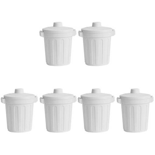 6Pcs Beige Desktop Trash Can Plastic Mini Waste Storage Container 1