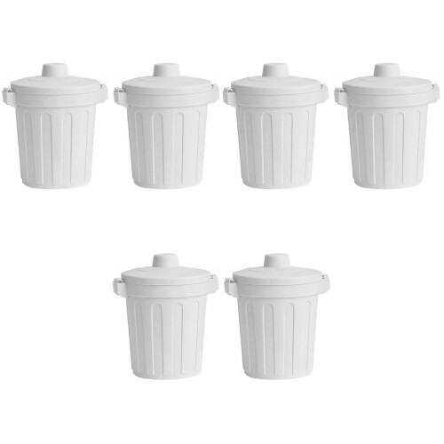 6Pcs Beige Desktop Trash Can Plastic Mini Waste Storage Container 2
