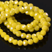 AB Plated 3mm 4mm 6mm 8mm Round 32 Facets Faceted Cut Crystal Glass Loose Beads-4mm(100pcs)-Opaque Yellow AB