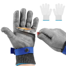 4 Pcs Cut Resistant Gloves, Stainless Steel Mesh Safety Gloves for Kitchen, Meat Cutting and Metal Work