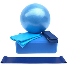 Yoga Accessories Set 5Pcs with Ball Block Strap Resistance Bands for Home Workout and Stretching Blue