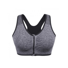 Kvinder Ren Farve Plus Size Ultratynd Stor Bh Sports-BH Front Lynlås Fuld Skål Polstrede Toppe