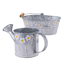 1 set antieke ijzeren emmer vintage voor tuinieren thuis
