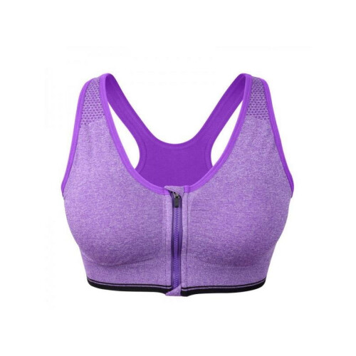 Γυναικείο Pure Color Plus Size, εξαιρετικά λεπτό, μεγάλο αθλητικό σουτιέν με φερμουάρ στο