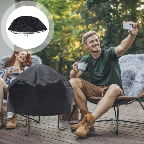 Waterproof Black Chiminea Fire Pit Cover with Fastening Straps 1