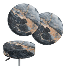 Elastiske barstolbetræk med sort marmorprint, 30-38 cm, skridsikker, genanvendelig, 2 stk. – kompatibel med runde stole