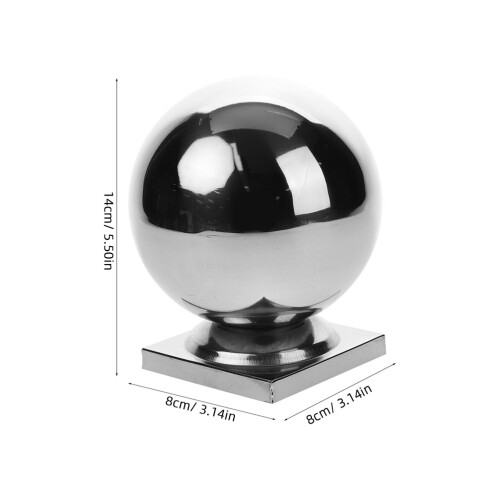 2Pcs Stainless Steel Dome Post Caps Silver Fence Post Protector Ball 1