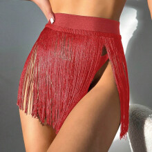 Women's Fringe Mini Skirt Beach Cover-Up High Waisted