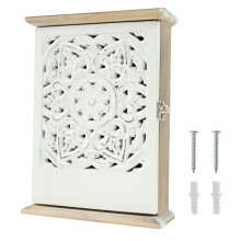 Wooden Key Cabinet with 6 Hooks Wall-Mounted Minimalist