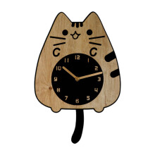Cat Wall Clock Silent Clock Modern with Swinging Tail Wall Ornament Decorative Clock for Office Dining Room Housewarming Gift