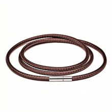 3mm Wax Cord Choker Necklace Stainless Steel Clasp Thin 16"-30" Mens Necklace,Coffee-20inch