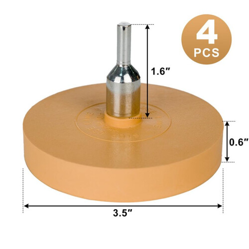8x Removedor de Decalque de Roda de Borracha de 3,5 Polegadas com Adaptador Removedor de Adesivo de Roda de Borracha com Adaptador Roda de Borracha 2