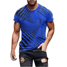 Herre T-shirts med korte ærmer og rund hals i bomuld, fuldt trykte skjorter, afslappet træning og sportstoppe til mænd
