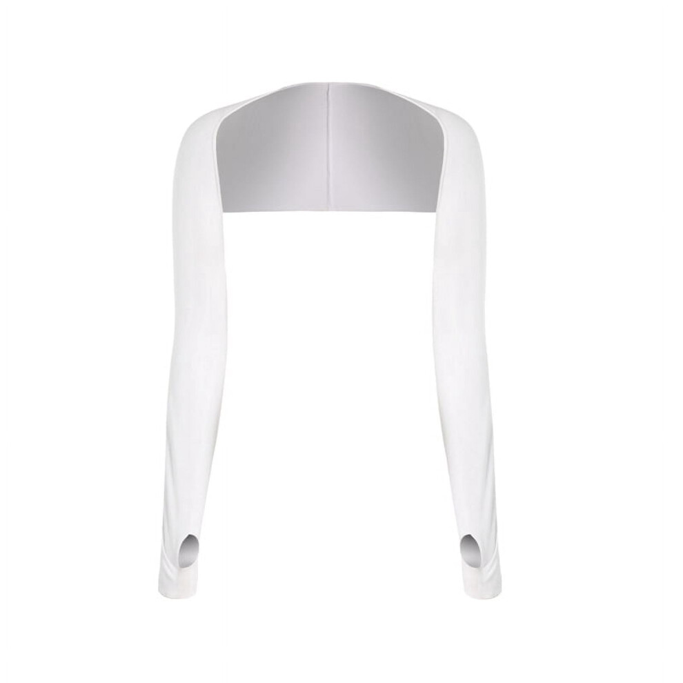 White Summer Ladies Cooling Shawl Arm Sleeves Uv Protection With Finger Hole For Golf,Driving,Riding,Fishing(White)