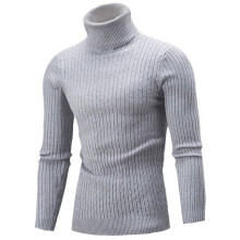 Herren-Rollkragenpullover, modische Zopfstrickpullover, schlichter einfarbiger Pullover