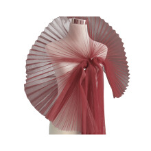 Xinwanna Wine Red Ruffled Lace Trim: Organza, Chiffon, Tulle Mesh Fabric for Sewing, Wedding Dress & Crafts