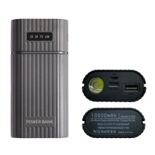 Gør-det-selv USB-powerbank-sæt til etui, 18650 20700 21700 batteriopladeradapter med LED-lommelygte til mobiltelefon