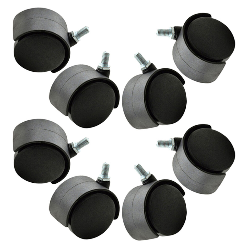 8Pcs Plastic M8 Swivel Casters Wheel Furniture Wheel Replacement Swivel Cart Wheels Workbench Small Casters For Office Chairs Shelves Carts 9365509073025