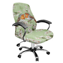 Pokrowce na krzesła biurowe Robin Peach Blossom Print z gumką, uniwersalny ochraniacz na krzesło komputerowe, zmywalny, przeciwkurzowy, zielony