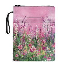 Θήκη Βιβλίου Pink Meadow Field από Πολυεστερικό Ύφασμα, Επαναχρησιμοποιούμενη, με