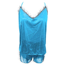 Awdenio Dame Pyjamas Nattøj Ærmeløs Strop Nattøj Blondekant Satin Cami Pyjamassæt