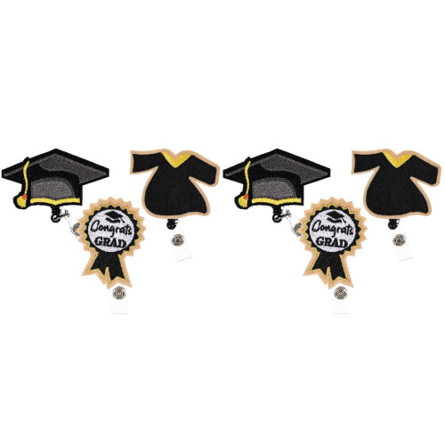 6Pcs Multi Color Graduation Badge Reels Reusable Retractable Clips 1