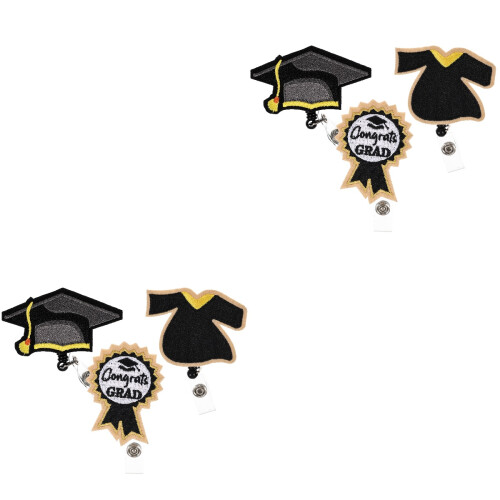 6Pcs Multi Color Graduation Badge Reels Reusable Retractable Clips 2