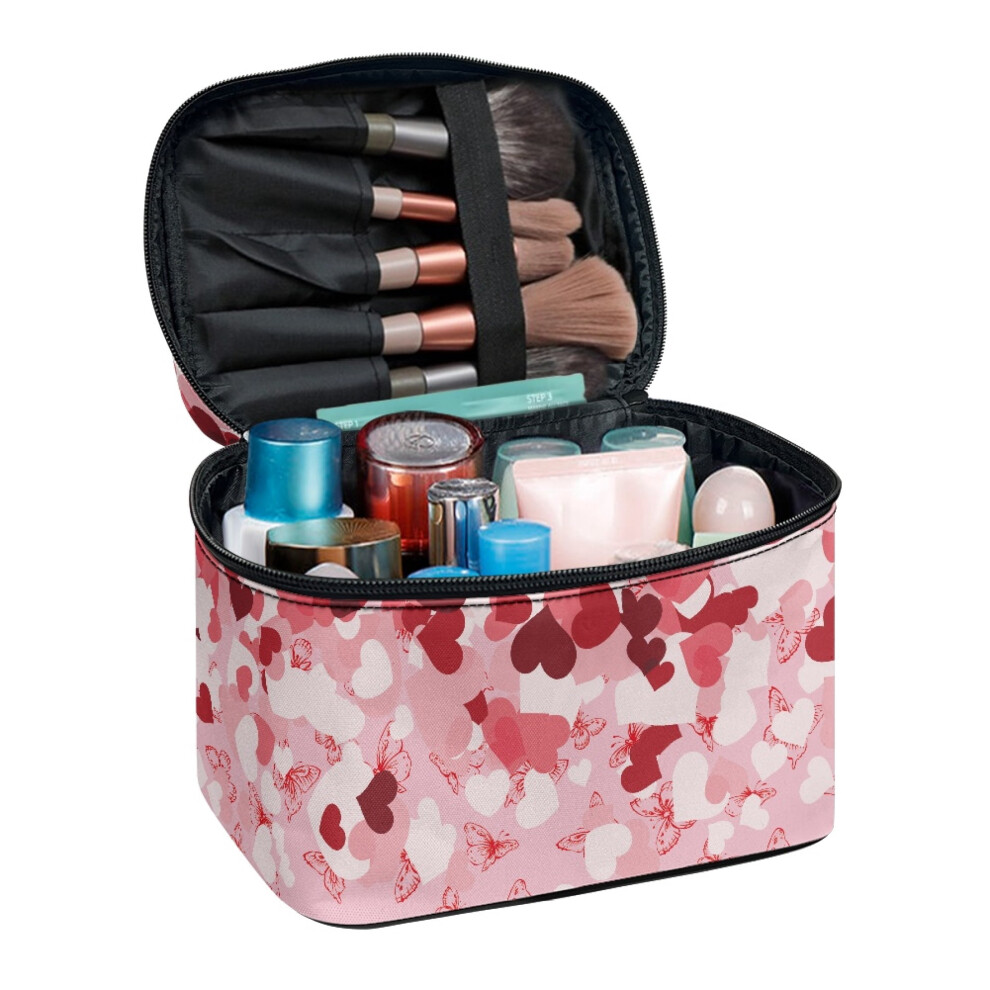Makeup Bag Travel Cosmetic Bag Women Zipper Storage Bag Wide-open Medicine Travel Organizer Bags (8.86"x6.5"x5.9") Desktop