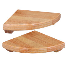 Conjunto de 2 Prateleiras de Parede em Formato de Leque para Canto, em Madeira, Otimização de Espaço para Proprietários de Imóveis