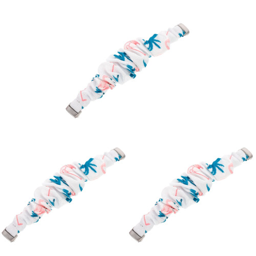 3Pcs Printed White Watch Bands Scrunchy Fabric Strap Comfortable Fit 1