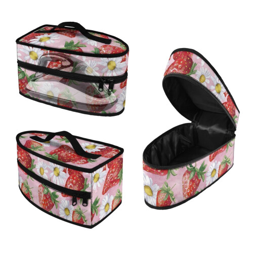 Portable travel steamer pouch strawberry daisy case with