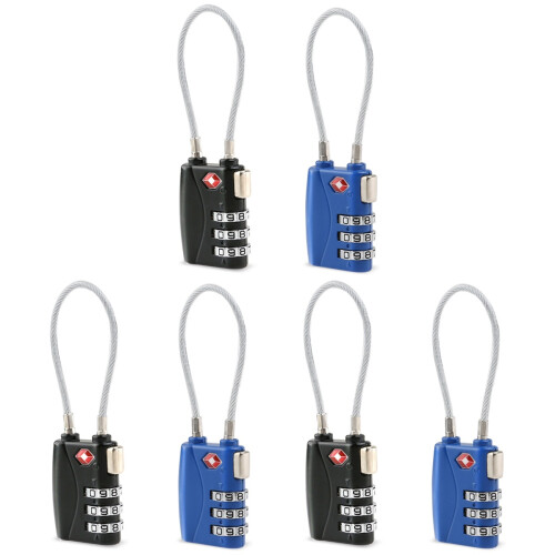 6Pcs 3-Digit Tsa Approved Cable Locks for Suitcase Assorted Color Set 1