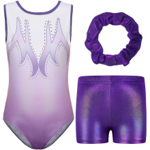 Body da ginnastica per bambine, body da ballo senza maniche scintillanti con pantaloncini, completo da balletto e ginnastica acrobatica per bambine