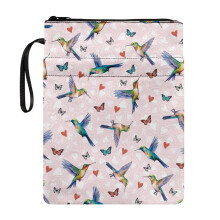Book Sleeve Cover, 1 pc Polyester Decorative Design Easy Carry Book Case for Classroom Library, 8.66 x 11.42, Hummingbirds Butterflies
