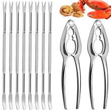 10Pcs Seafood Tools Set: Crab Crackers, Stainless Steel Forks, Nut & Lobster Leg Opener – Compatible with Kitchen, Seafood Party, Restaurant