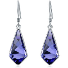 Amethyst Rhombus Drop Earrings 925 Sterling Silver