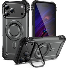 Funda para iPhone 17 Pro Max, compatible con MagSafe, soporte de anillo de metal para cámara, cubierta resistente a golpes de silicona y