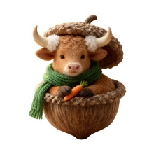 DAMAI2026 Ornamente de Crăciun cu ghinde și vacă Highland, decor de Crăciun pentru brad cu animale de fermă din acril 2D, decor rustic pentru