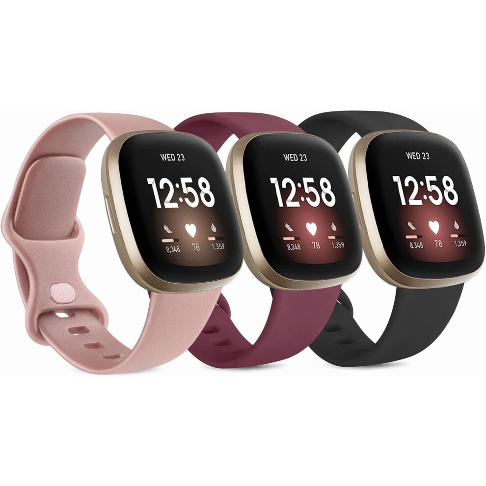 3-Pack Silicone Bands Compatible With Fitbit Sense & Versa 3 Â Soft Sport Wristbands For Women/Men 9479868979062
