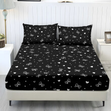 Butterfly Rose Printed Twin XL Sheet Set, Soft Cozy Bedding with Pillowcase, Chic All-Season Decor (Black Bow Love Heart)
