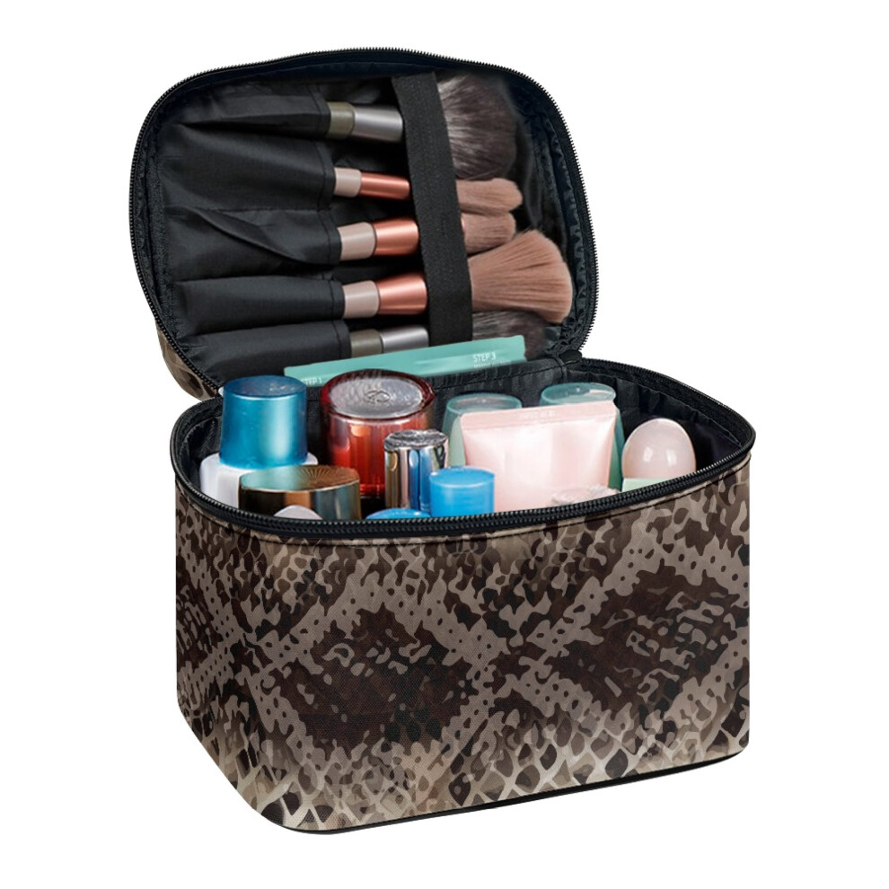 Gray 8.86 X 6.5 X 5.9 Inches Make Up Organizer With Large Capacity Camo Case Makeup Brush Organizer Handy Double Zip Adult