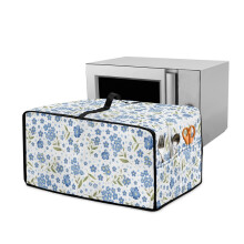 Blå Blomster Toaster Oven Låg, Plet- og Ridsefast, Sidelommer, Passer til 22,5"x18,5"x13", Støvbeskytter