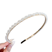 Xinwanna Headband Faux Pearl Smooth Solid Color Elastic Anti-slip Decorative Lightweight Narrow Waved Hair Hoop Hair Accessories (Type O)