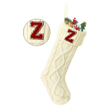 TETOU Christmas Stockings with Initials Letter 18" Stockings for Christmas Decoration - White Z